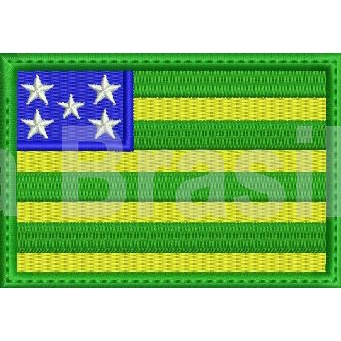 Patch bordado bandeira Goiás oficial ou negativa 8x5,5cm com ou sem CARRAPICHO e também termocolante