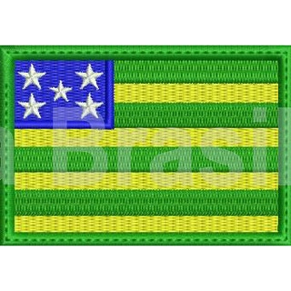 Patch bordado bandeira Goiás oficial ou negativa 8x5,5cm com ou sem CARRAPICHO e também termocolante