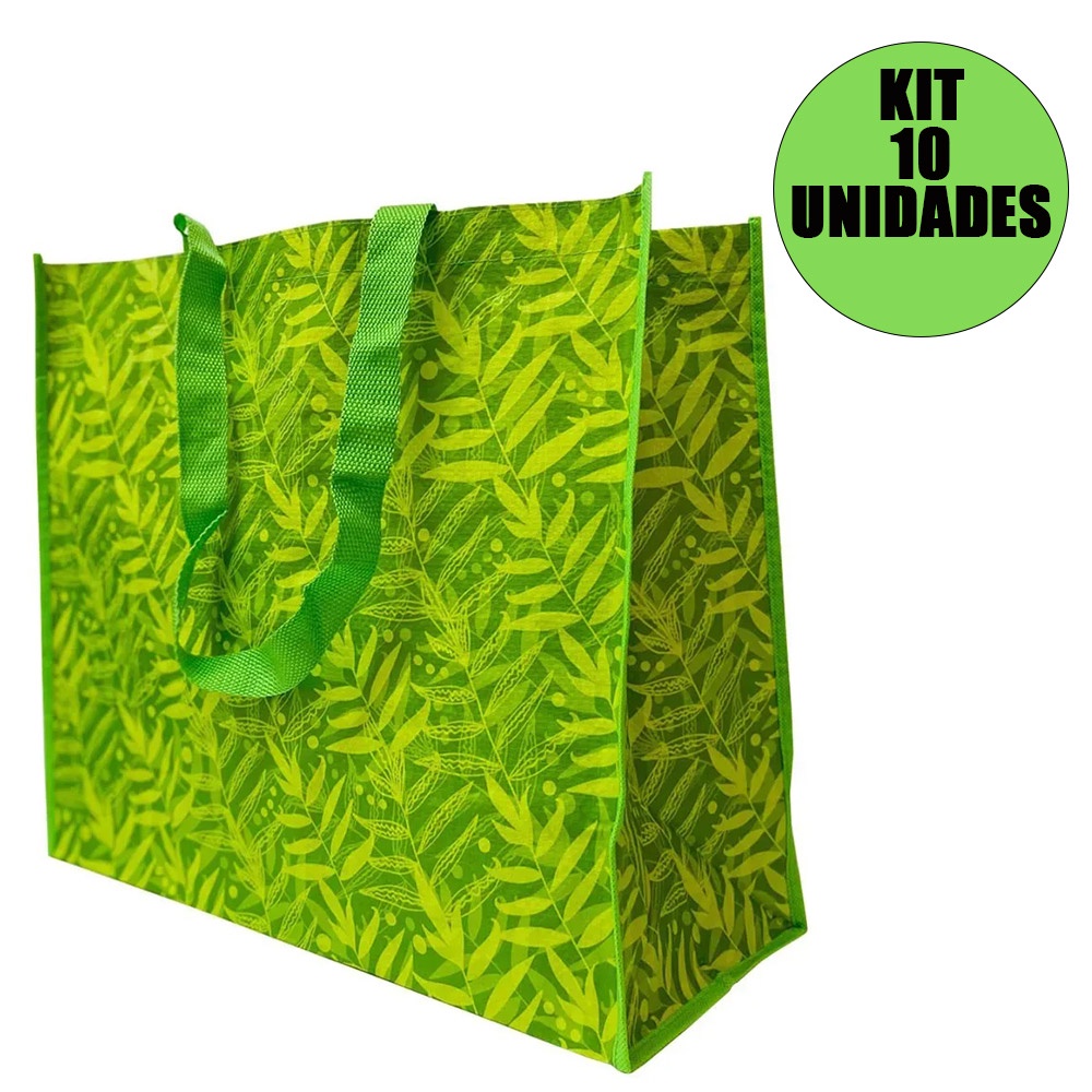 Bolsa Ecobag Kit 10 Unidades Dobravel Ecologica Sacola de Ombro Compras Retornavel Mercado Reutilizavel