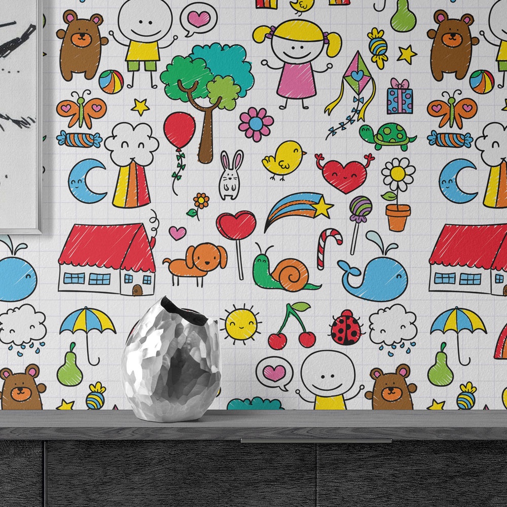 Papel de Parede Infantil Colorido para Quarto e Sala em Oferta na Shopee