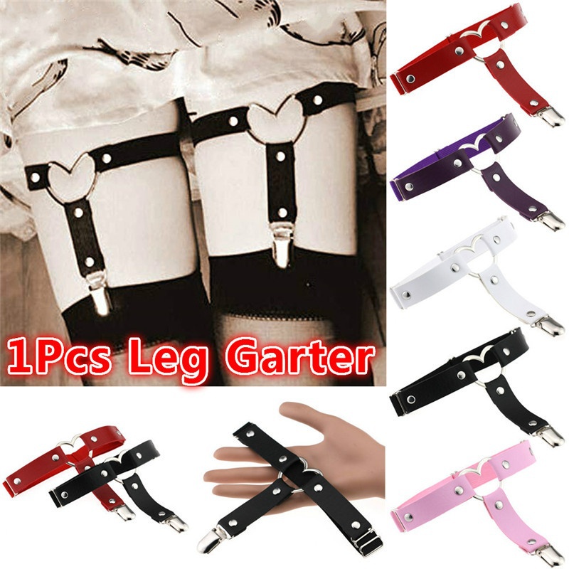 15 Cores Pu Leather Garter Belt Mulheres Elastic Tiras Coxa Harness Perna Coração Harajuku Acessórios Punk Gótico em Oferta na Shopee
