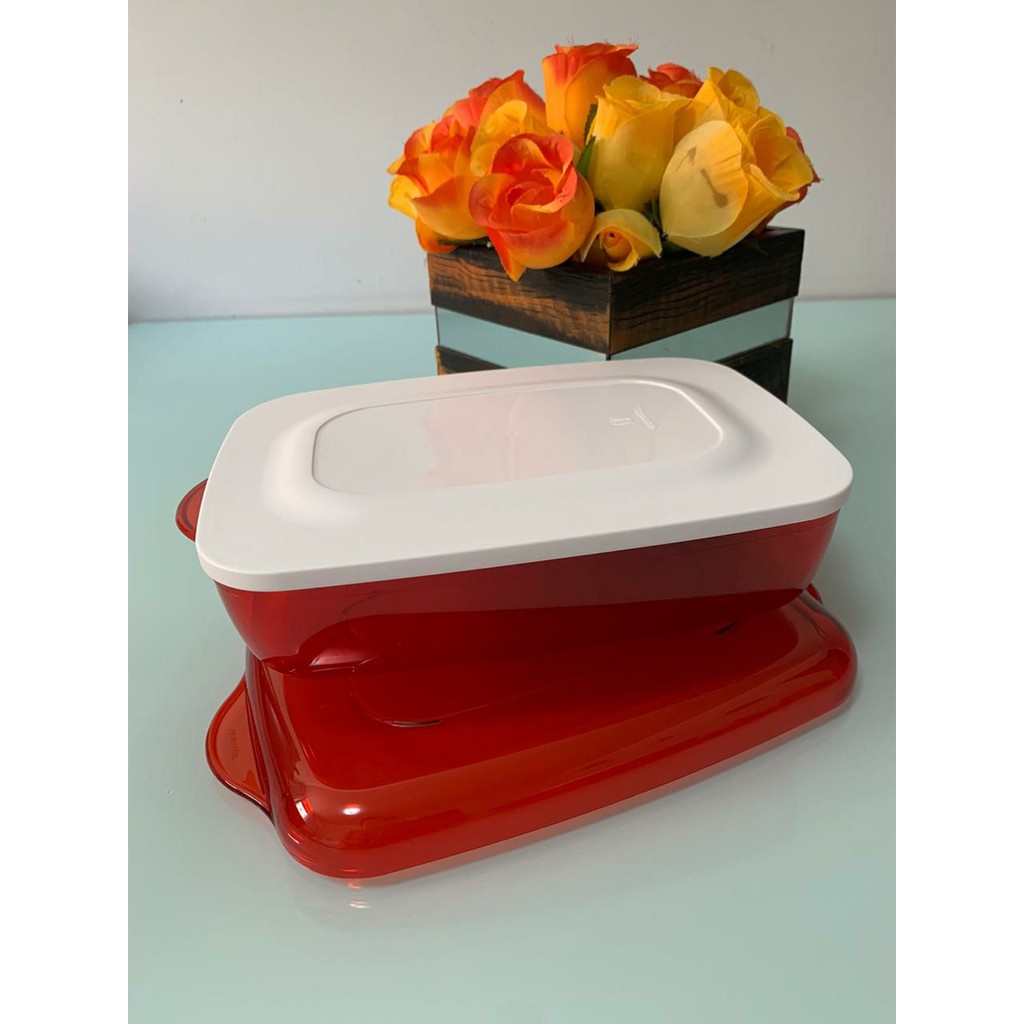 TUPPERWARE MICROPLUS RETANGULAR 1,7 LITROS VERMELHA