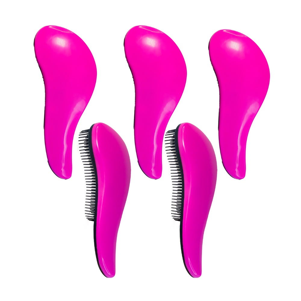 Kit com 5 Escovas de Cabelo Desembaraçadoras rosas