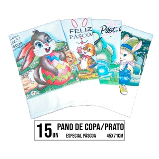 Kit 15 Pano de Prato Copa Páscoa Coelhos Decoração Cozinha 45x71 Qualidade Top em Oferta na Shopee
