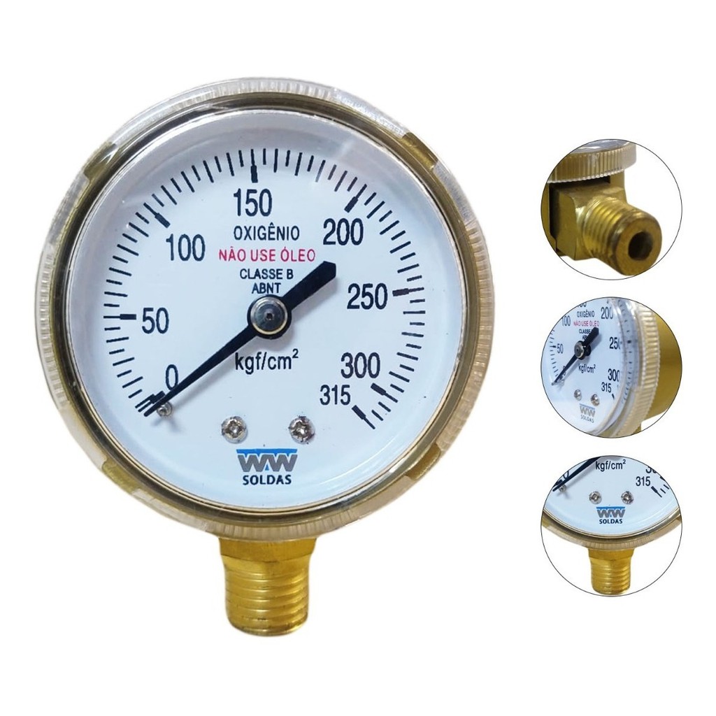 Manometro De Oxigênio Arg/nit/co2 Alta 0-315kgf Wwsoldas