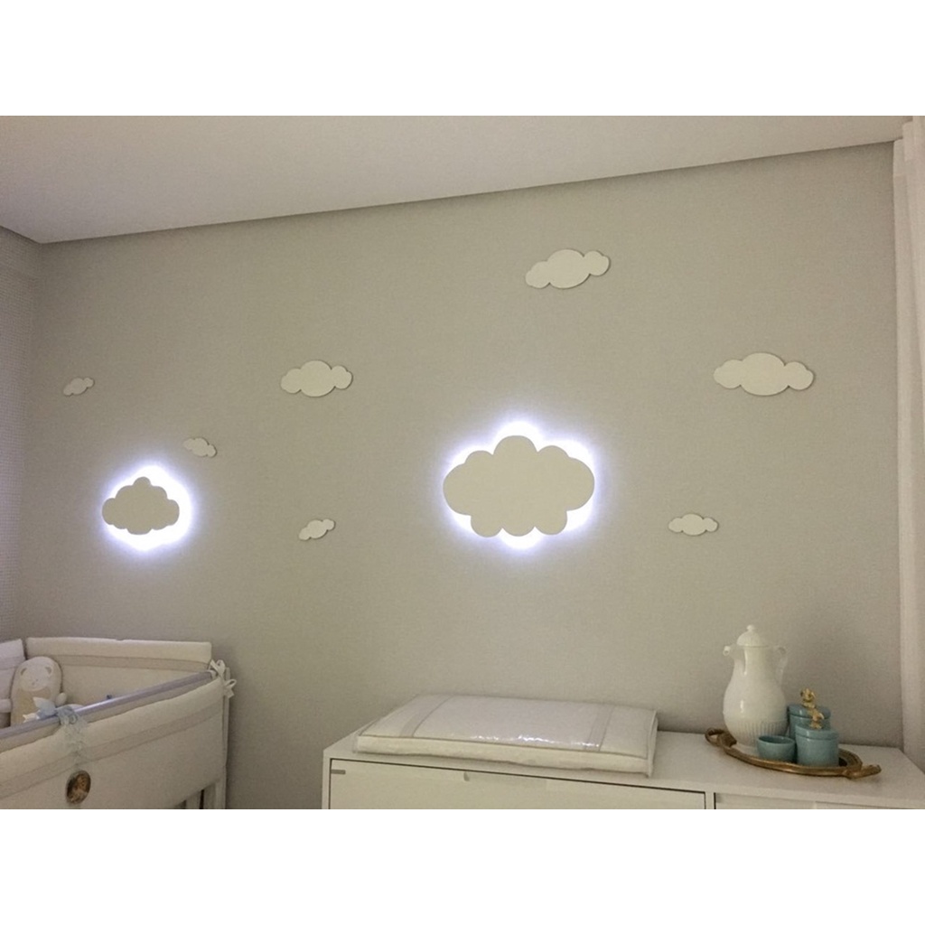 Nuvem Com Luz Led Luminaria Com Led Quarto Bebe Kit 2 Pc