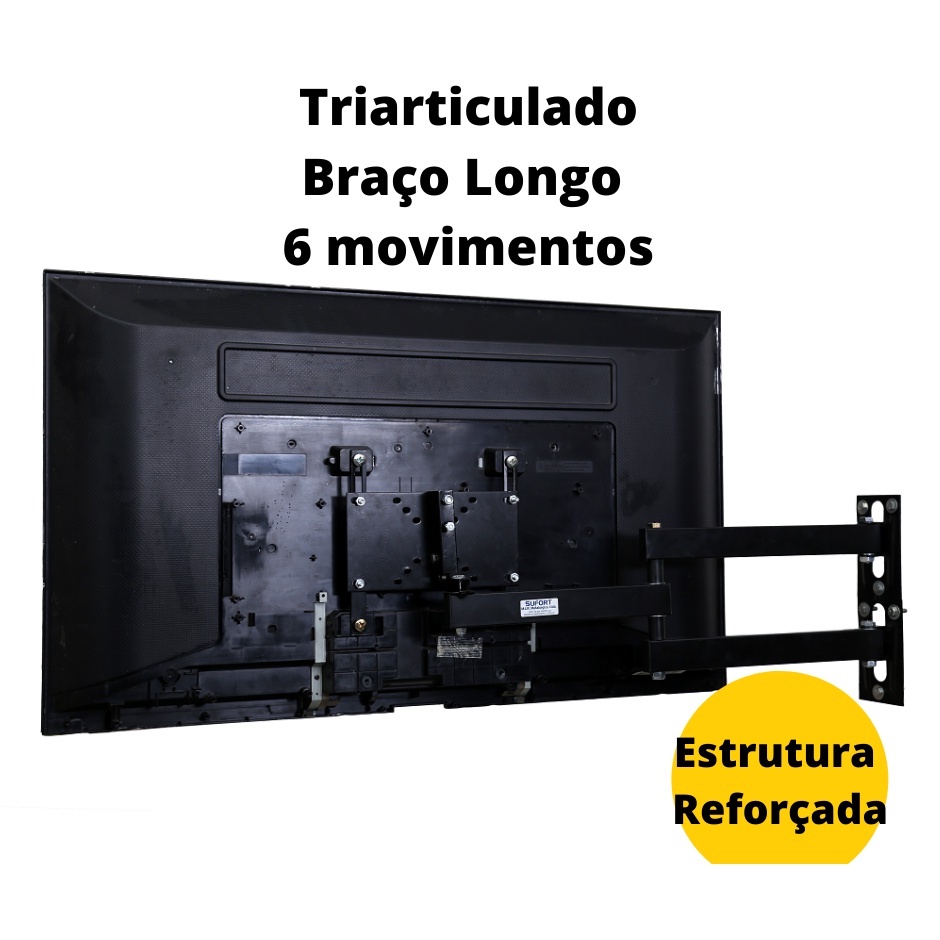 Suporte Articulado Tv Monitor BRAÇO LONGO de 65 cm Lcd Led Plasma15 20 22 27 29 32 39 40 42 43 47 49 50 52 55 60 65 Polegadas Parede GRANDE MOVIMENTO