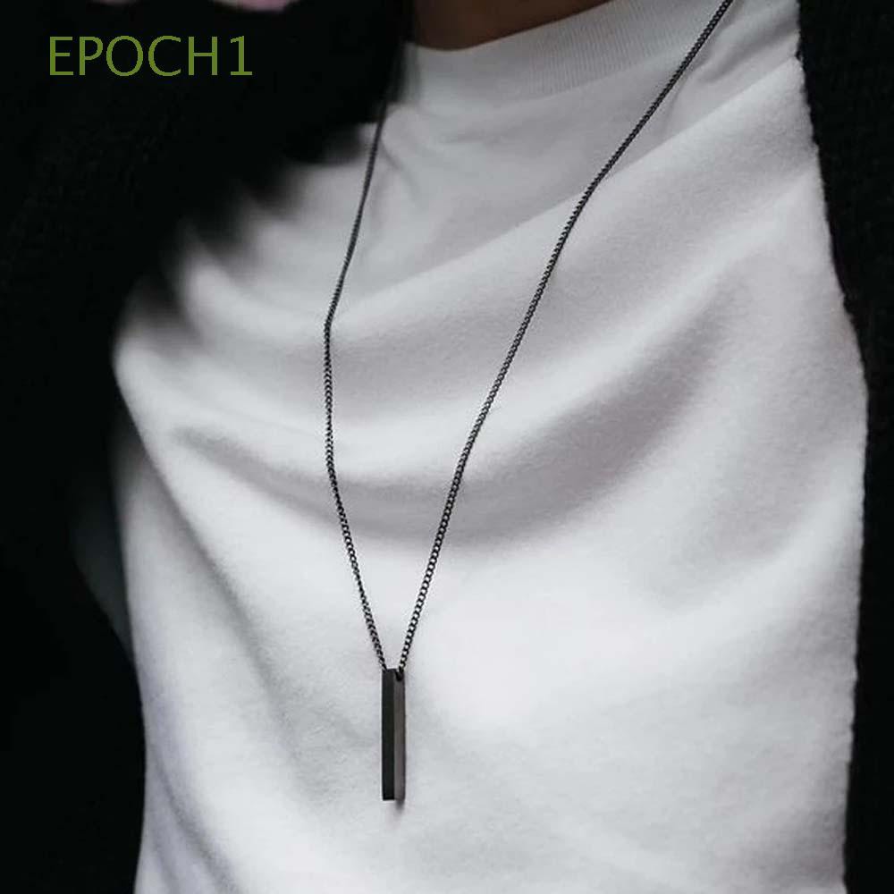 Epoch1 Colar Retangular Hip Hop Em Aço Inoxidável Prateado Preto Para Masculino / Multicolor