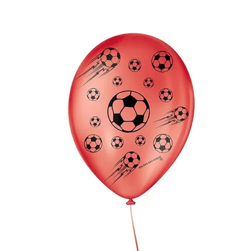 Balão Futebol - Vermelho e Preto 9"  23cm - 25 Unid. - Home & Living