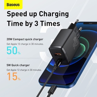 Baseus Carregador Rápido USB + Tipo C 20W 3.0 5A Plugue Da Ue De Carregamento De Parede De Viagem Telefone Portátil Para iPhone Android
