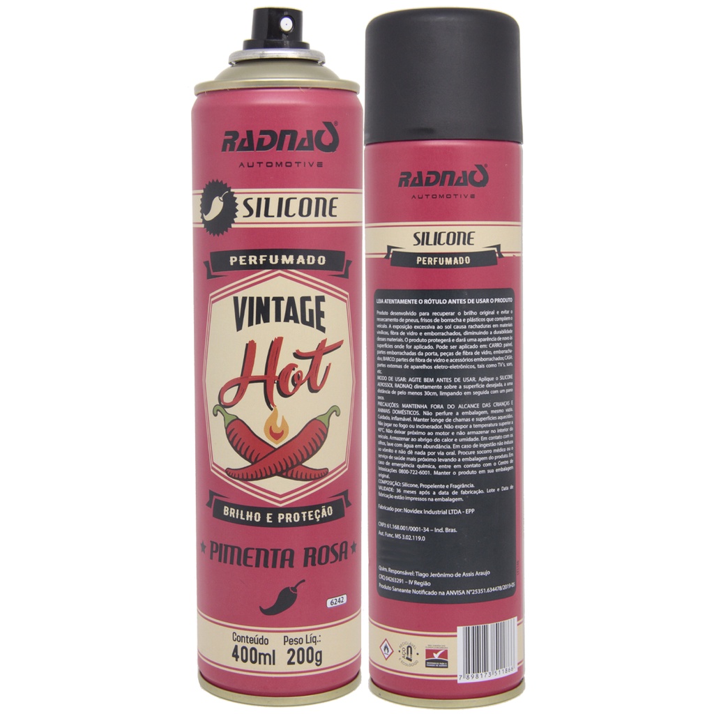 Silicone Perfumado Spray Automotivo Radnaq Vintage Hot Pimenta Rosa Com 400ml - Spare Parts and Accessories for Vehicles
