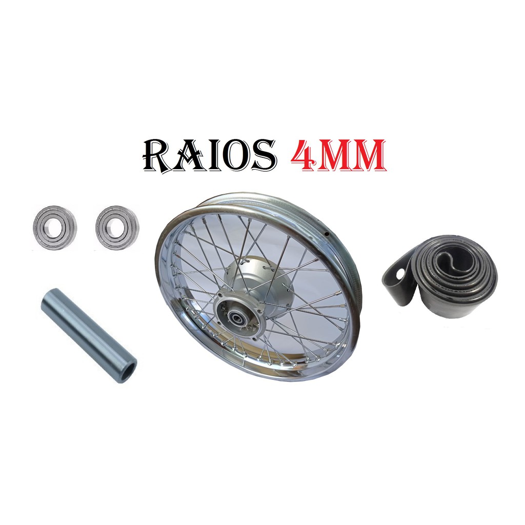 Roda Traseira Completa + Espacador + Rolamento + Cinta Honda Falcon 400 / Nx4 - Raio 4mm / 3.5mm