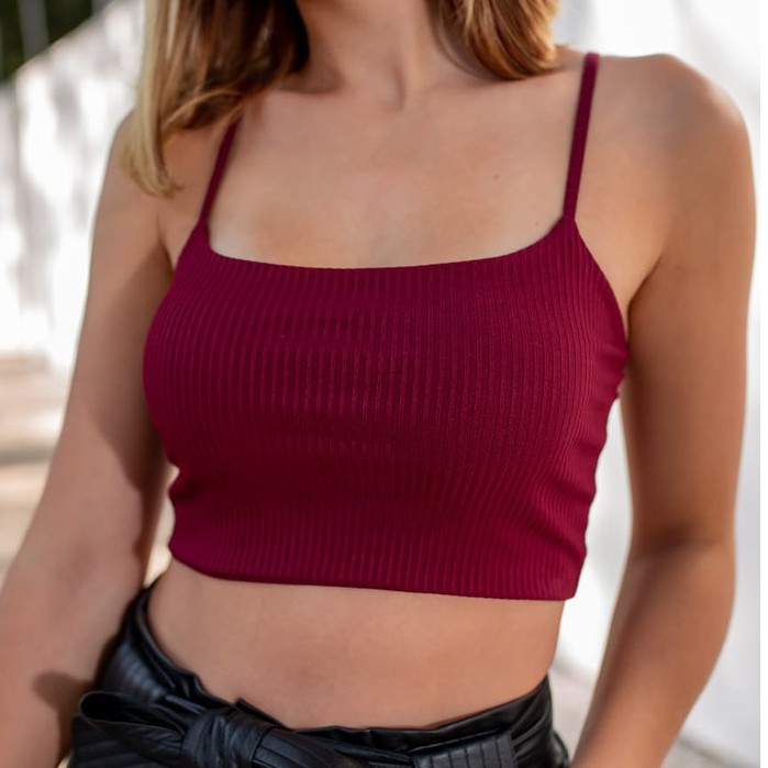 Top Alcinha Canelado -  Bordô - Women Clothes