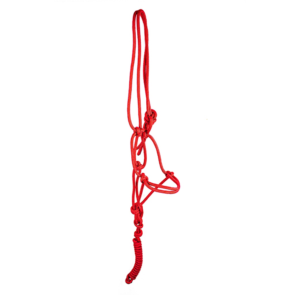 Cabresto 7 Nos Para Cavalo Vermelho Corda Maciça Premium CV