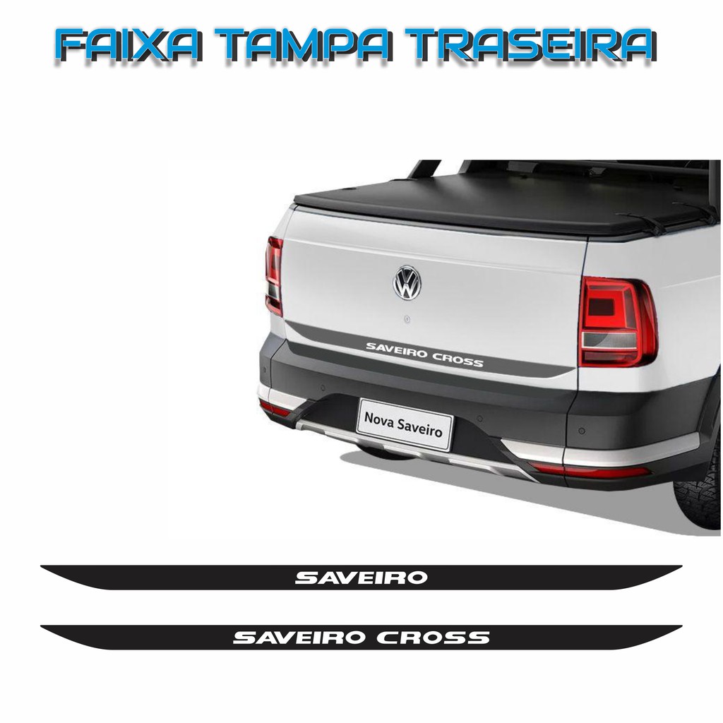 Faixa Tampa Traseira Saveiro Cross 2014 Adesivo Cinza - SPORTINOX