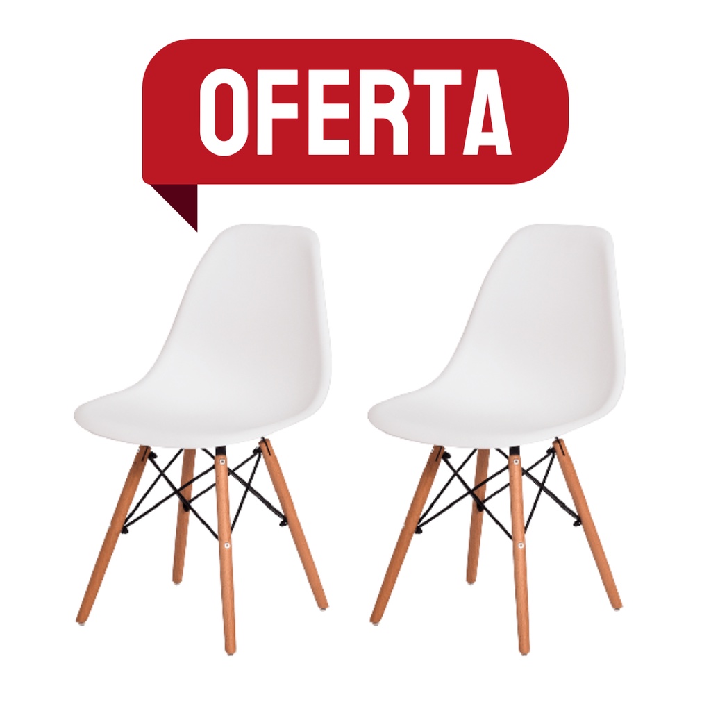 Kit 2 Cadeiras Charles Eames Eiffel Wood Design Branca Preta Amarelo Azul Tifanny Outras
