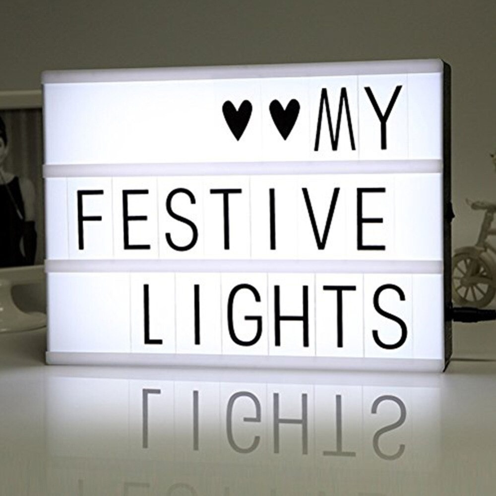 Luminaria Letreiro Led Cinema + 96 Letras Light Box Led A4