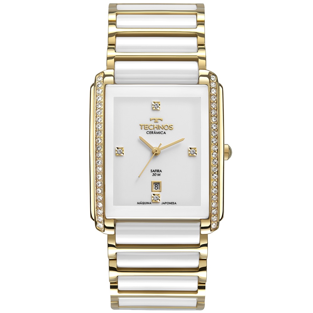Relogio Technos Feminino Ceramic/saphire Dourado - GN10AX/4B