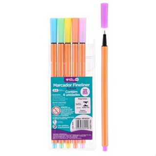 Caneta Marcador Fineliner 0.4mm Estojo com 6 cores Pastel Onda em Oferta na Shopee