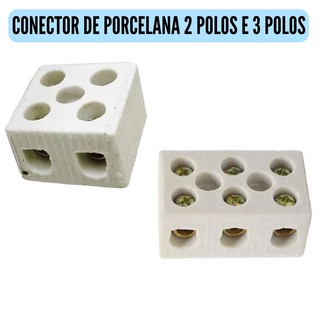 Conector Bipolar ou Tripolar De Porcelana para Cabos de 10mm ou 16mm 360v Sindal 2 Polos ou 3 Polos Para Chuveiro