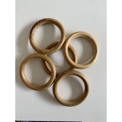 Kit com 5 ou 10 argolas de madeira 7cm numero 2, argola para chocalho de com ou sem verniz