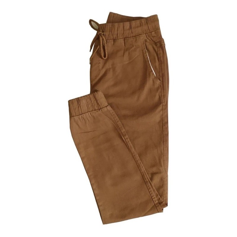 calça jogger sarja de punho masculino e feminina Cordão para ajustar na cintura