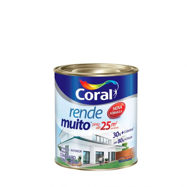 Tinta Látex Rende Muito Acrílica Coral 900ml Branco Fosco