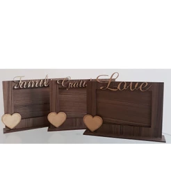 Kit 03 Porta Retratos 10x15 MDF | Gratidão Amor Família | Decorativo e Presenteável