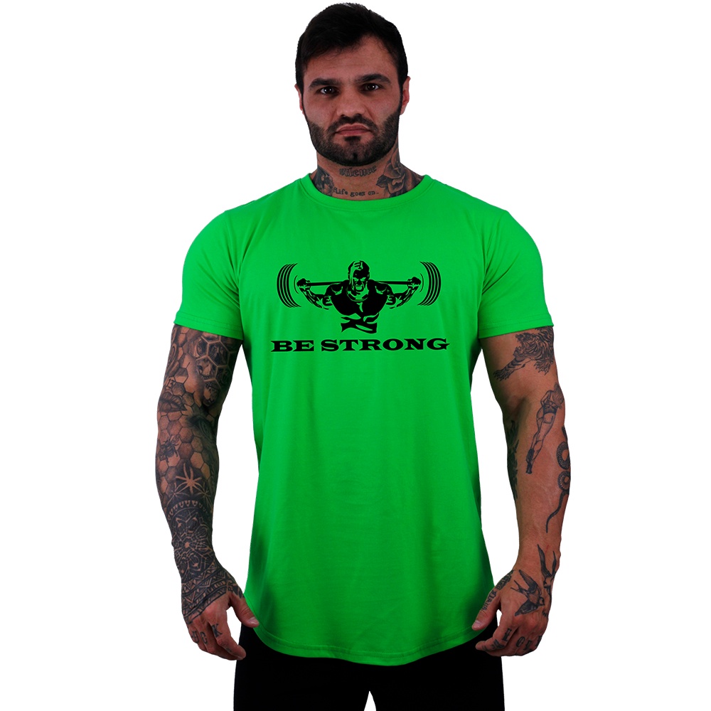 Camiseta Longline Masculina MXD Conceito Lazer Academia Musculação Be Strong