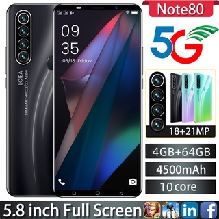 Smartphone Note80 Além Disso Smart Phone 5.8 Polegada 6 Gb De RAM + 128 ROM Dual Sim Celular Rosto Desbloquear Celulares #0