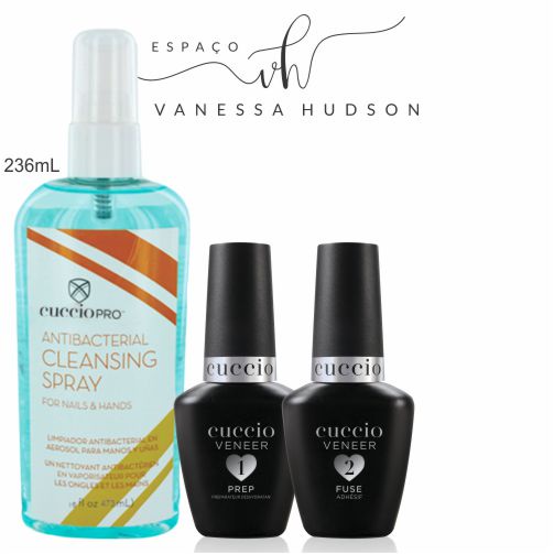 Prep - Passo 1 13ml e  Fuse - Passo 2 13ml Cuccio + Cleansing Sany Spray 236ml