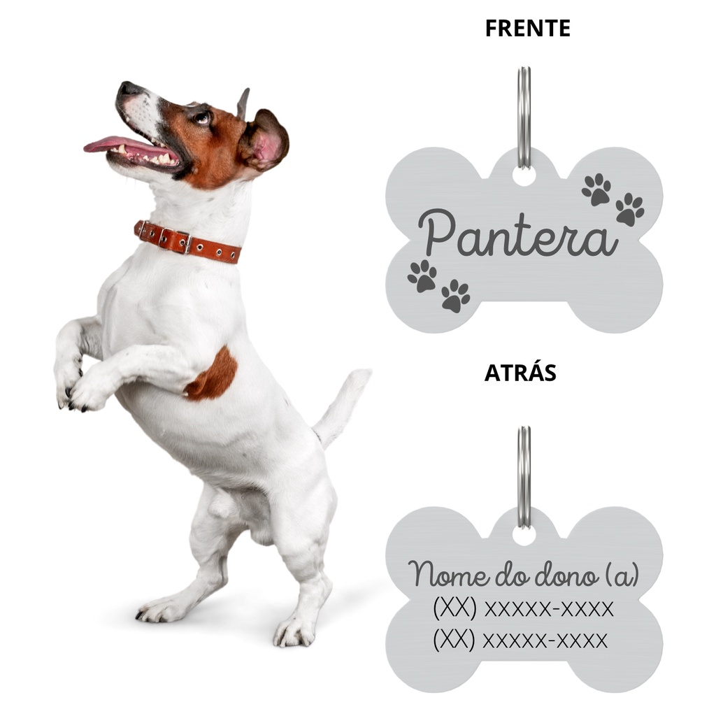 Plaquinha de identificação Pet Placa Pingente Personalizada para Cachorro