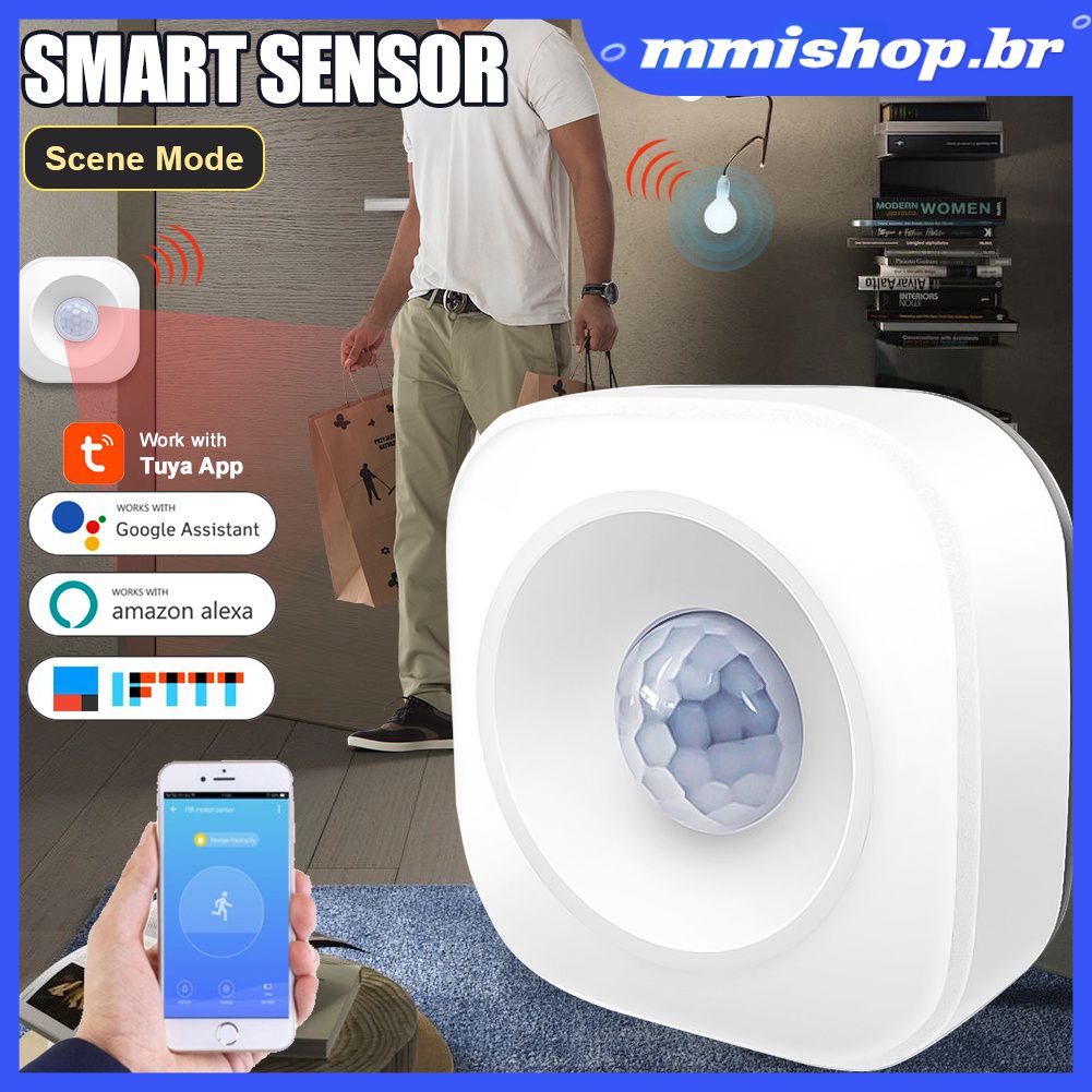 Sensor Inteligente Detector De Movimento PIR Wifi Tuya Alarme De Segurança Doméstica Alexa Google Home Assistant