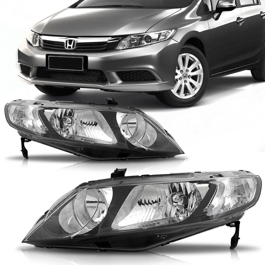 Farol Civic 2007 2008 2009 2010 2011 Foco Duplo Máscara Negra