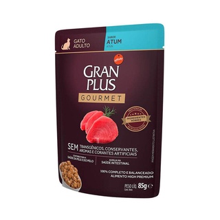 Racao Umida Gran Plus Gourmet Gatos Adultos Atum Sache 85gr em Oferta na Shopee