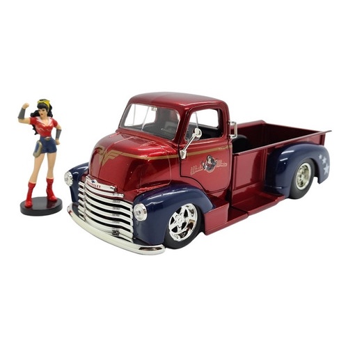 Miniatura Chevy Pickup Mulher Maravilha C/ Boneco 1:24
