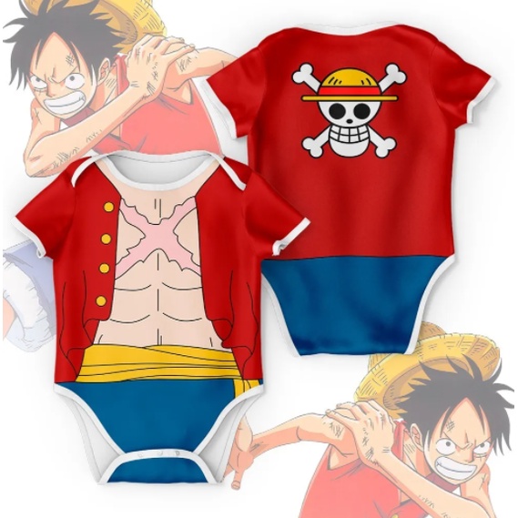 Body Infantil Bebê One Piece Anime Pirata Cosplay Monkey D Luffy Geek