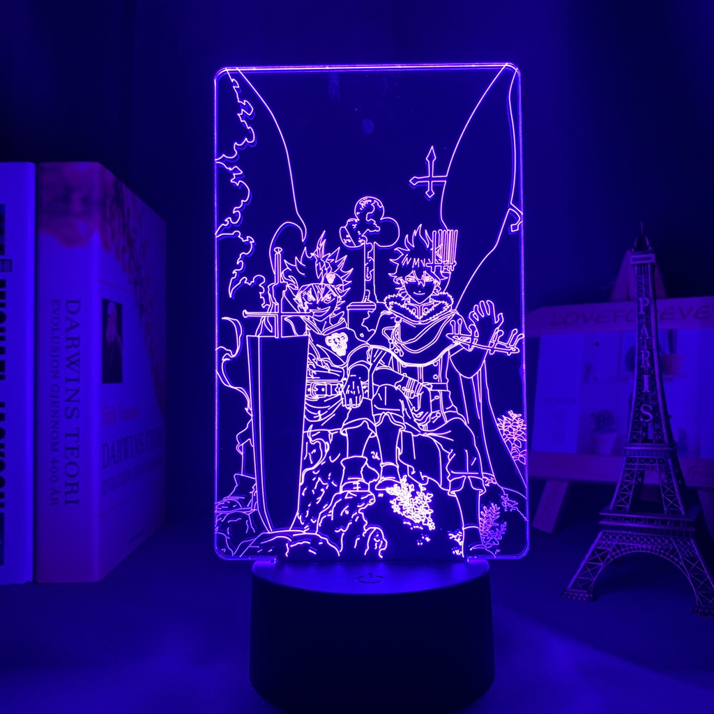 Anime Black Clover Yano and Rasta Figure Luminária LED 3D Noturna Presente e Decoração