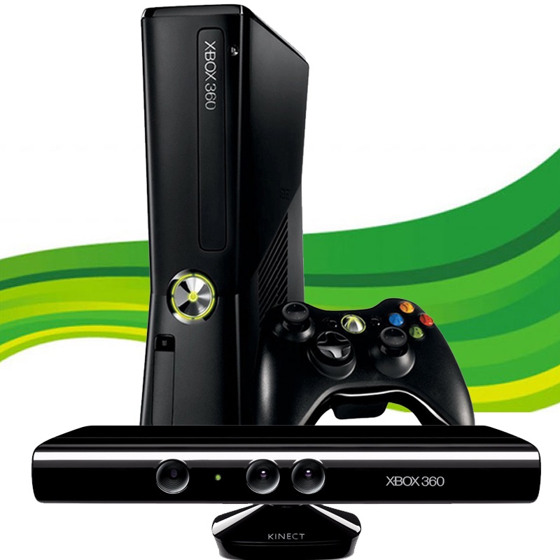Console Microsoft Xbox 360 Slim com Sensor Kinect e 1 Controle - Na Caixa