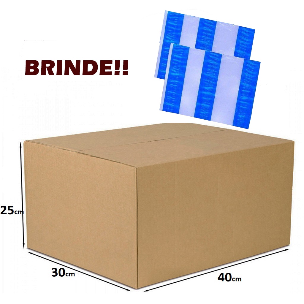 10 Caixas de Papelão 40 X 30 X 25 + Brinde 10 Awb Envelope Canguru Envio Correios Sedex Pac E-commerce