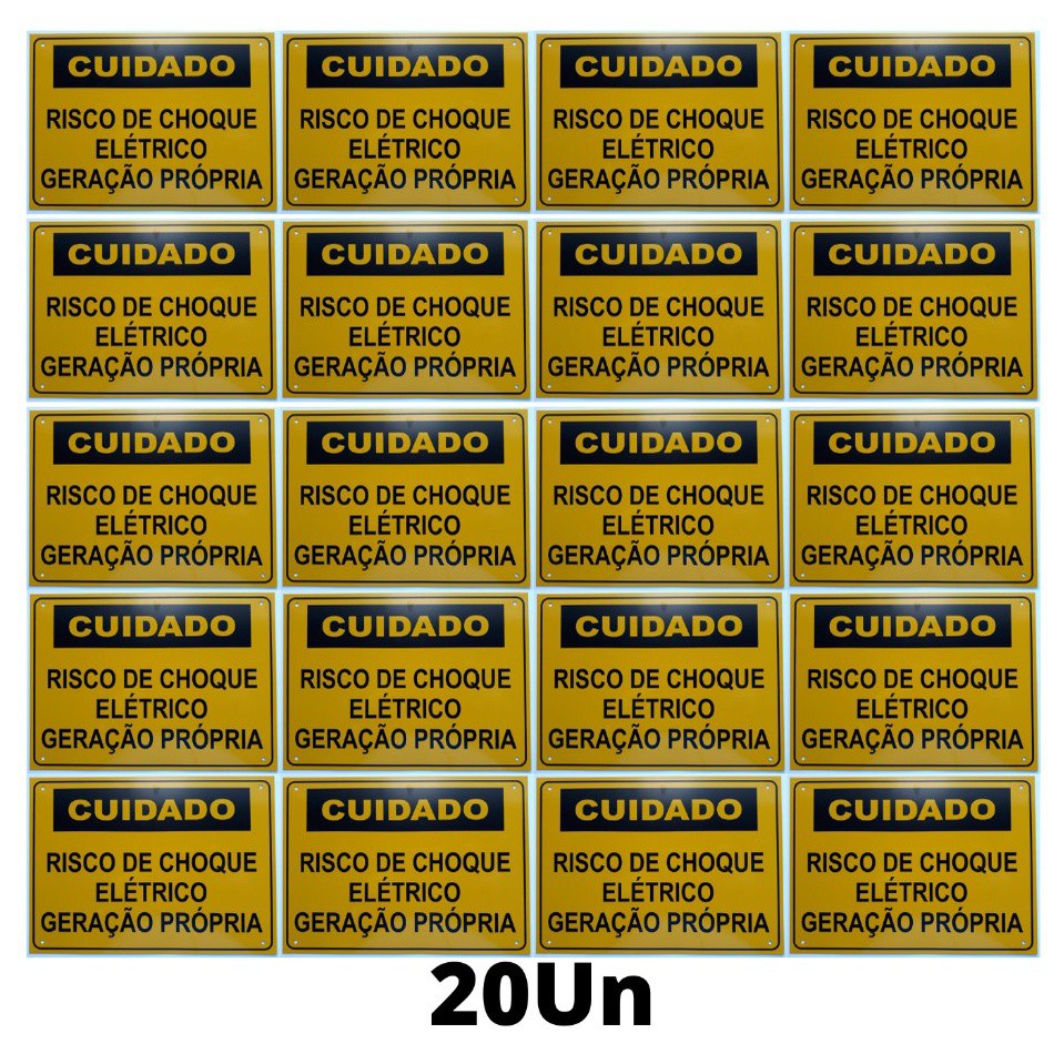 Placa Cuidado - Geração Própria - Padrão Energisa, Cemig, Enel Goias, Eletrobras - Tam 25x18 c/ 20un