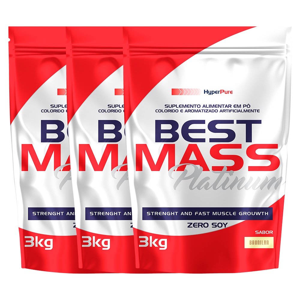 Kit 3x Hipercalórico Best Mass 3kg - Hyperpure Suplemento em pó para ganho de massa muscular