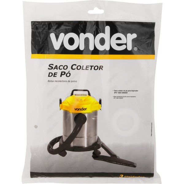 Saco coletor de pó para aspirador APV 1000, jogo com 3 peças, VONDER