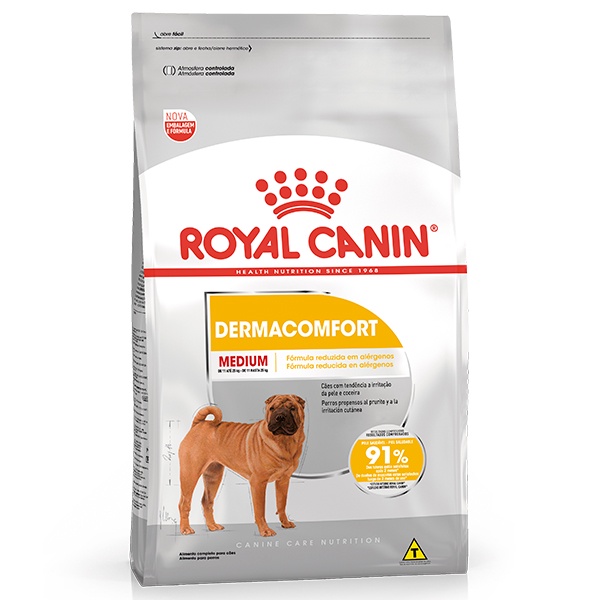 Ração Royal Canin Medium Dermacomfort para Cães Adultos ou Idosos de Raças Médias - 10,1Kg - Pets
