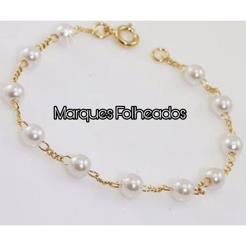 pulseira de pérolas folheada a ouro para criança bebê infantil promoção de ótima qualidade aproveite