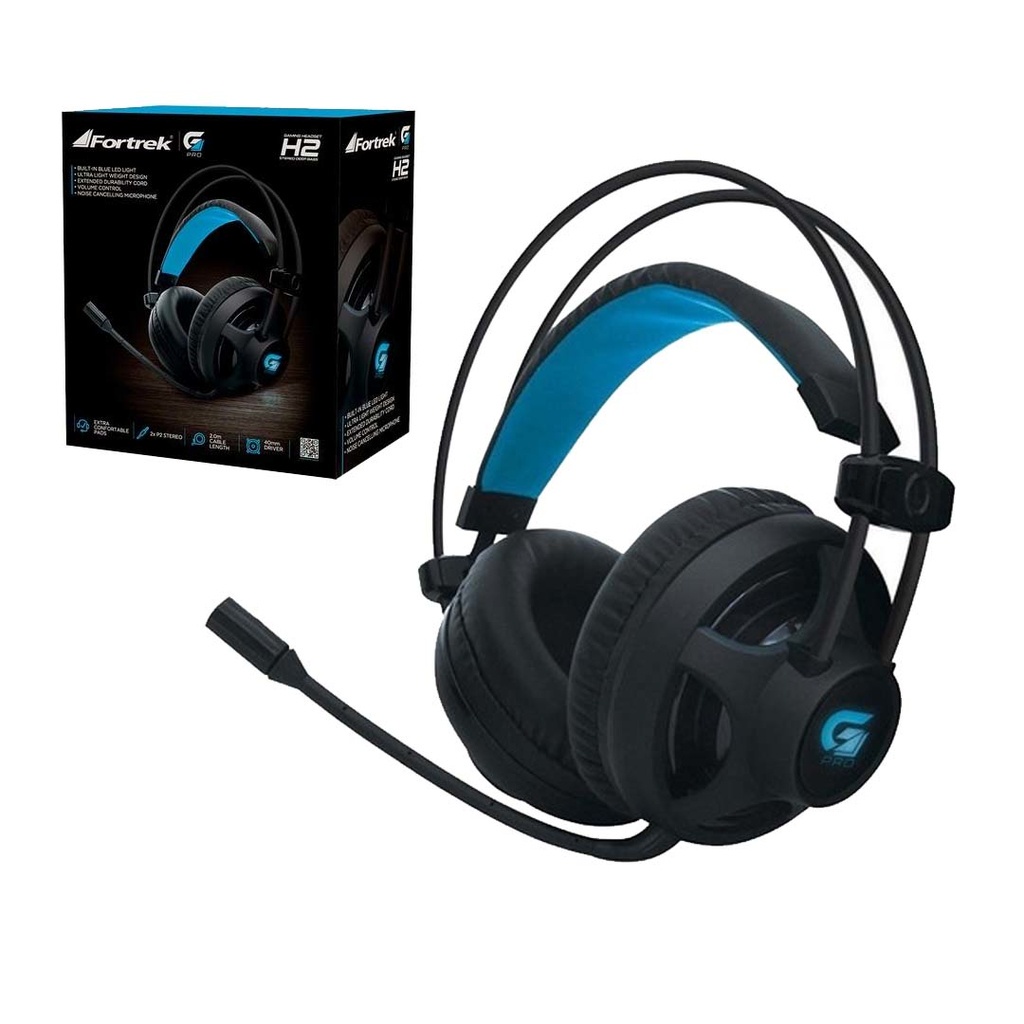 Headset Fone Ouvido Gamer Fortrek PRO H2 com LED Azul, P2 | Shopee Brasil