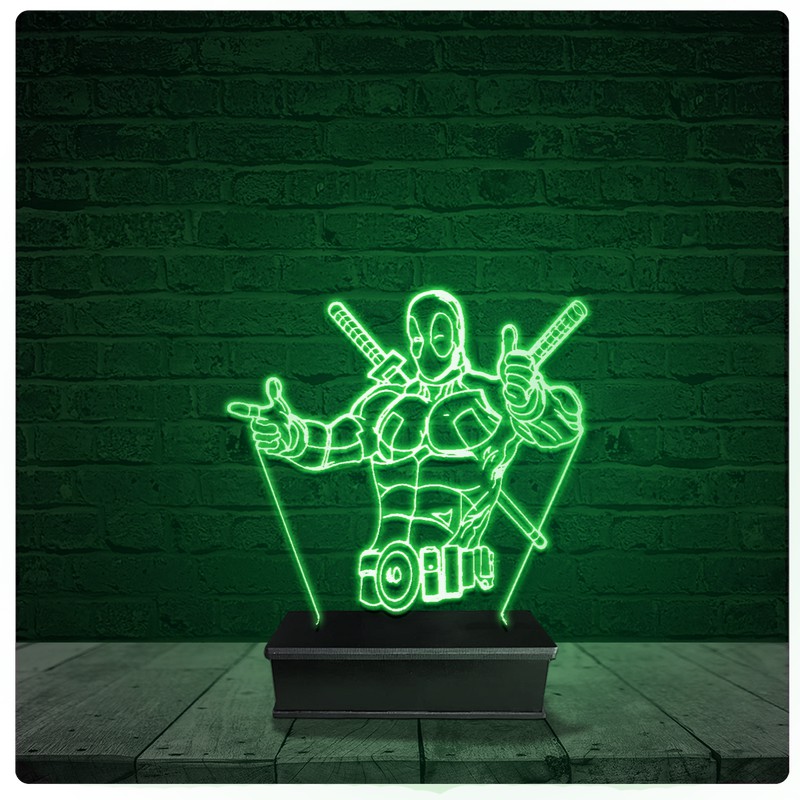 Luminária Abajur Acrílico Led - Deadpool Marvel 01