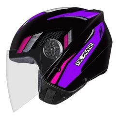 CAPACETE ABERTO EBF JET STING PRETO E LILAS