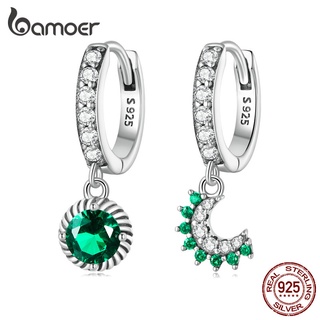 Bamoer 925 Brinco De Prata Assimétrico Sol E Lua Clipes De Orelha Fashion Joias Presente Para Mulheres Meninas