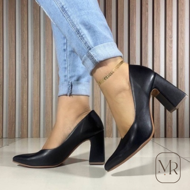 Sapato Feminino Scarpin Elegante Luxo Confortável Salto Alto Bloco Sandalia Anabela